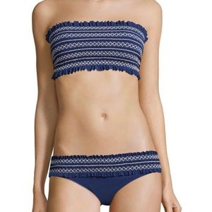 Tory Burch Bandeau Swim Top in Navy/Ivory